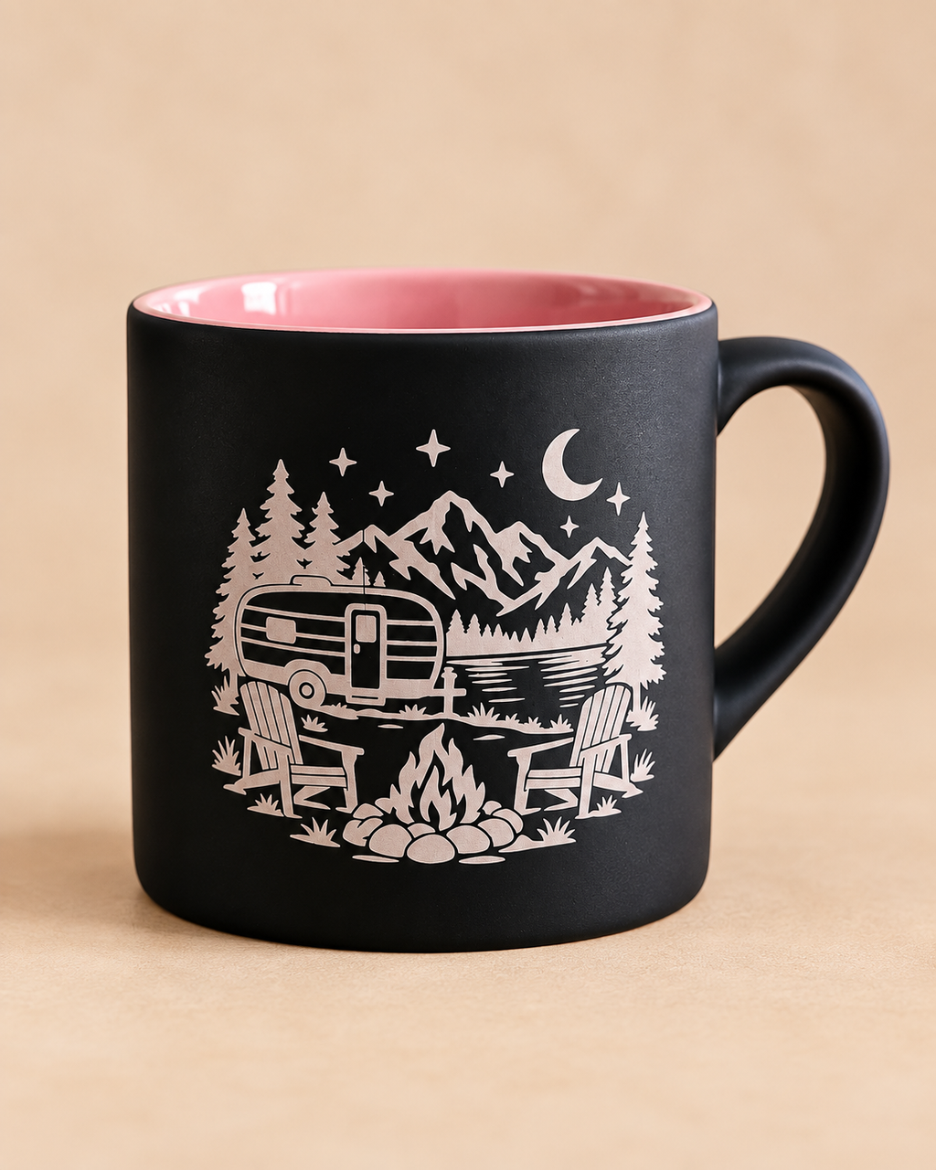 Lasergravierte Tasse 180 ml – Camping, Meer, Berge & Fehmarn