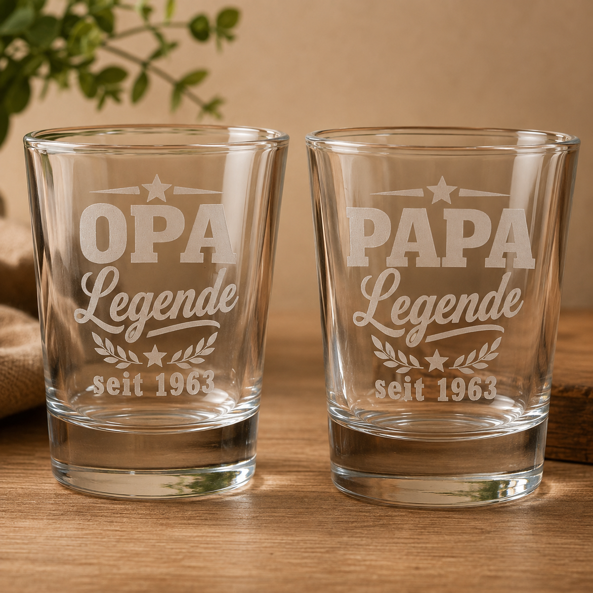 Personalisiertes Schnapsglas für Papa oder Opa – Legende seit Wunschjahr