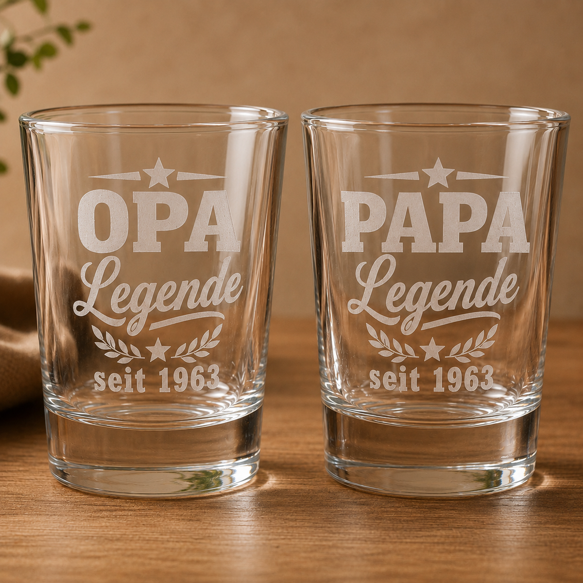 Personalisiertes Schnapsglas für Papa oder Opa – Legende seit Wunschjahr