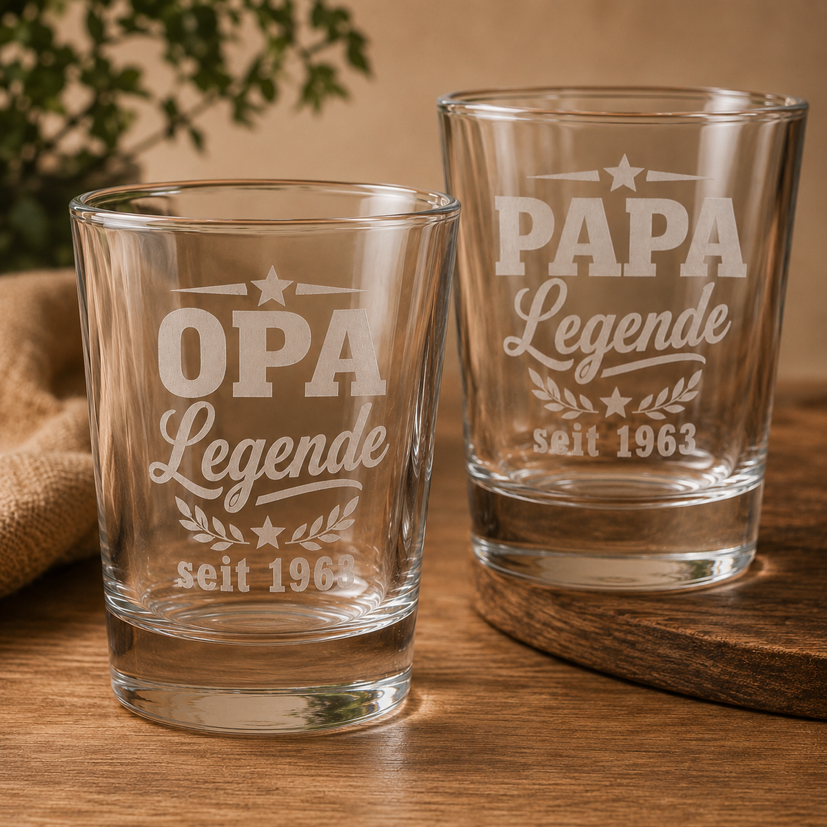Personalisiertes Schnapsglas für Papa oder Opa – Legende seit Wunschjahr