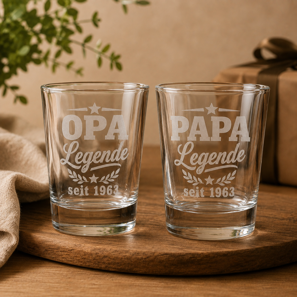 Personalisiertes Schnapsglas für Papa oder Opa – Legende seit Wunschjahr