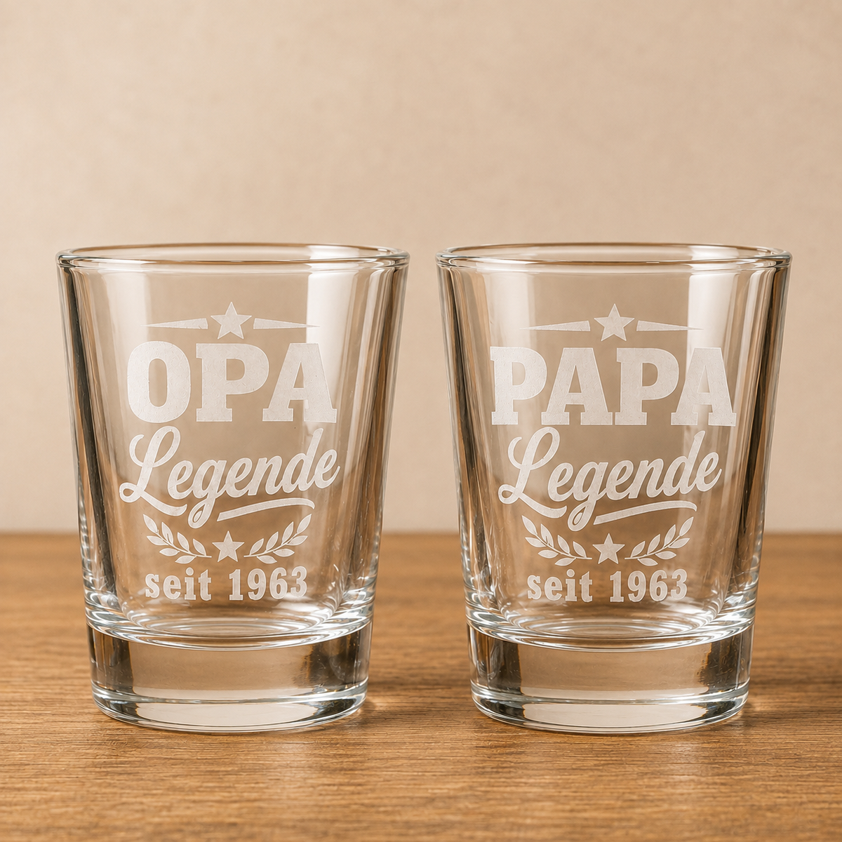 Personalisiertes Schnapsglas für Papa oder Opa – Legende seit Wunschjahr