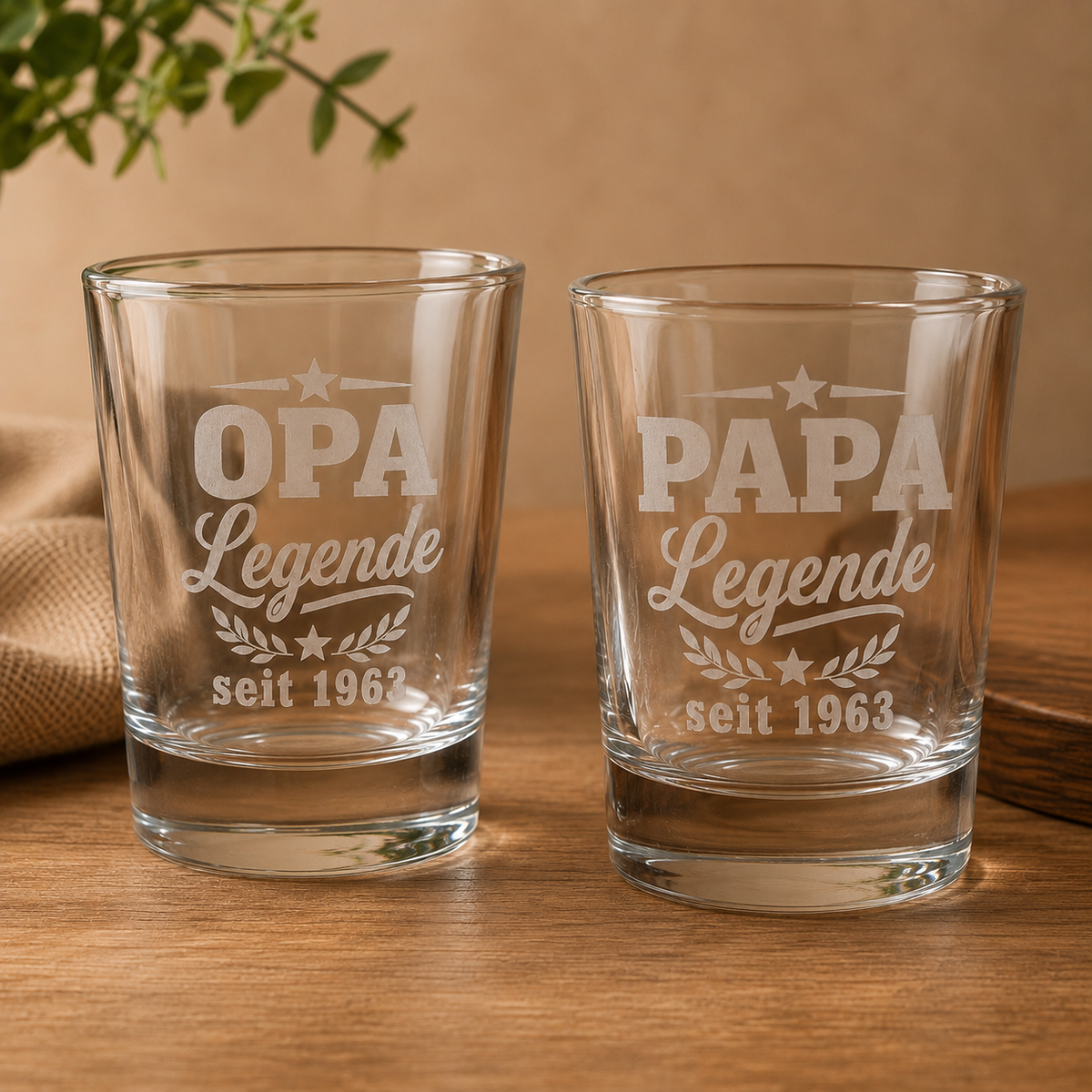 Personalisiertes Schnapsglas für Papa oder Opa – Legende seit Wunschjahr
