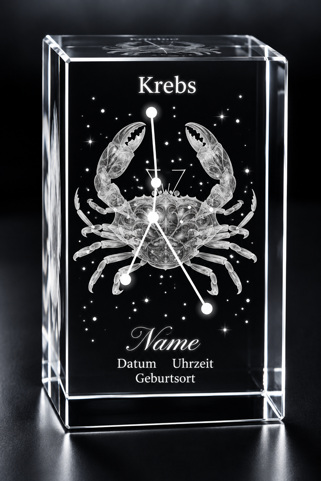 Personalisierter Sternzeichen-Kristall mit 3D-Innengravur – K9 Glas mit Name & Datum