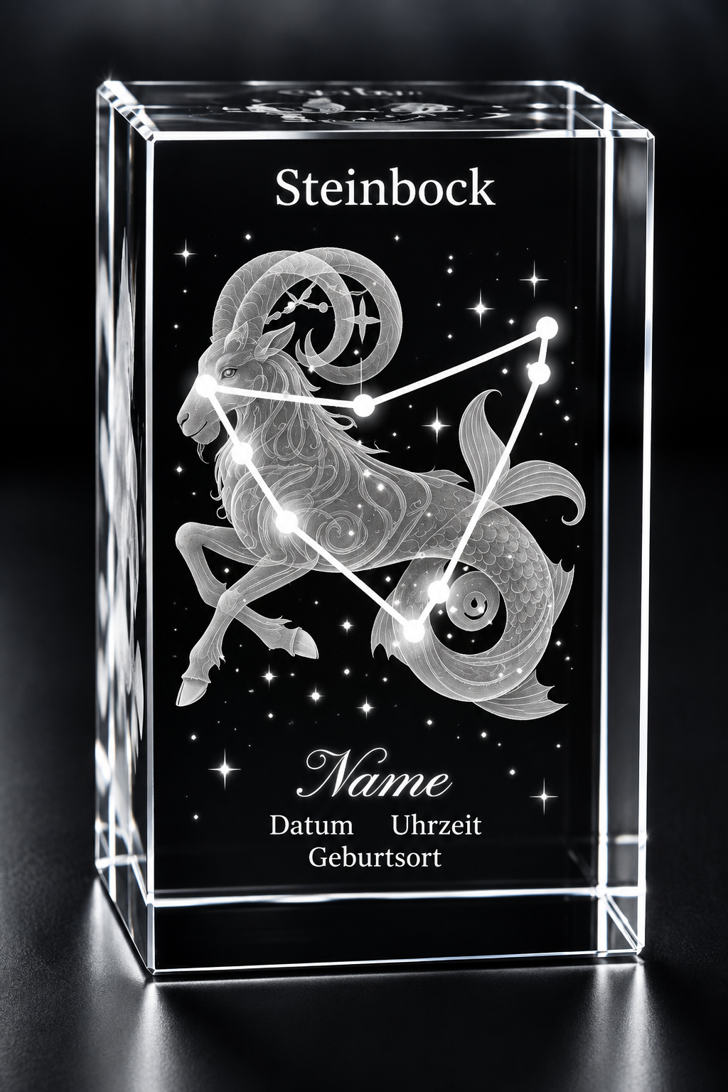 Personalisierter Sternzeichen-Kristall mit 3D-Innengravur – K9 Glas mit Name & Datum