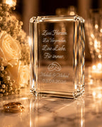 Personalisierter K9-Kristall mit 3D-Innengravur – Hochzeitsgeschenk mit Namen & Datum