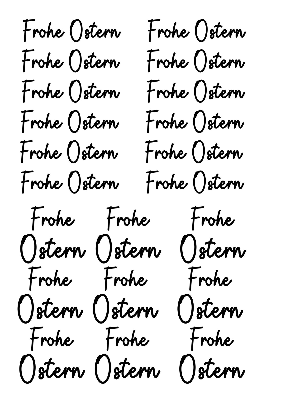 Rub-On Transfersticker Frohe Ostern – DIN A4 Motivbogen