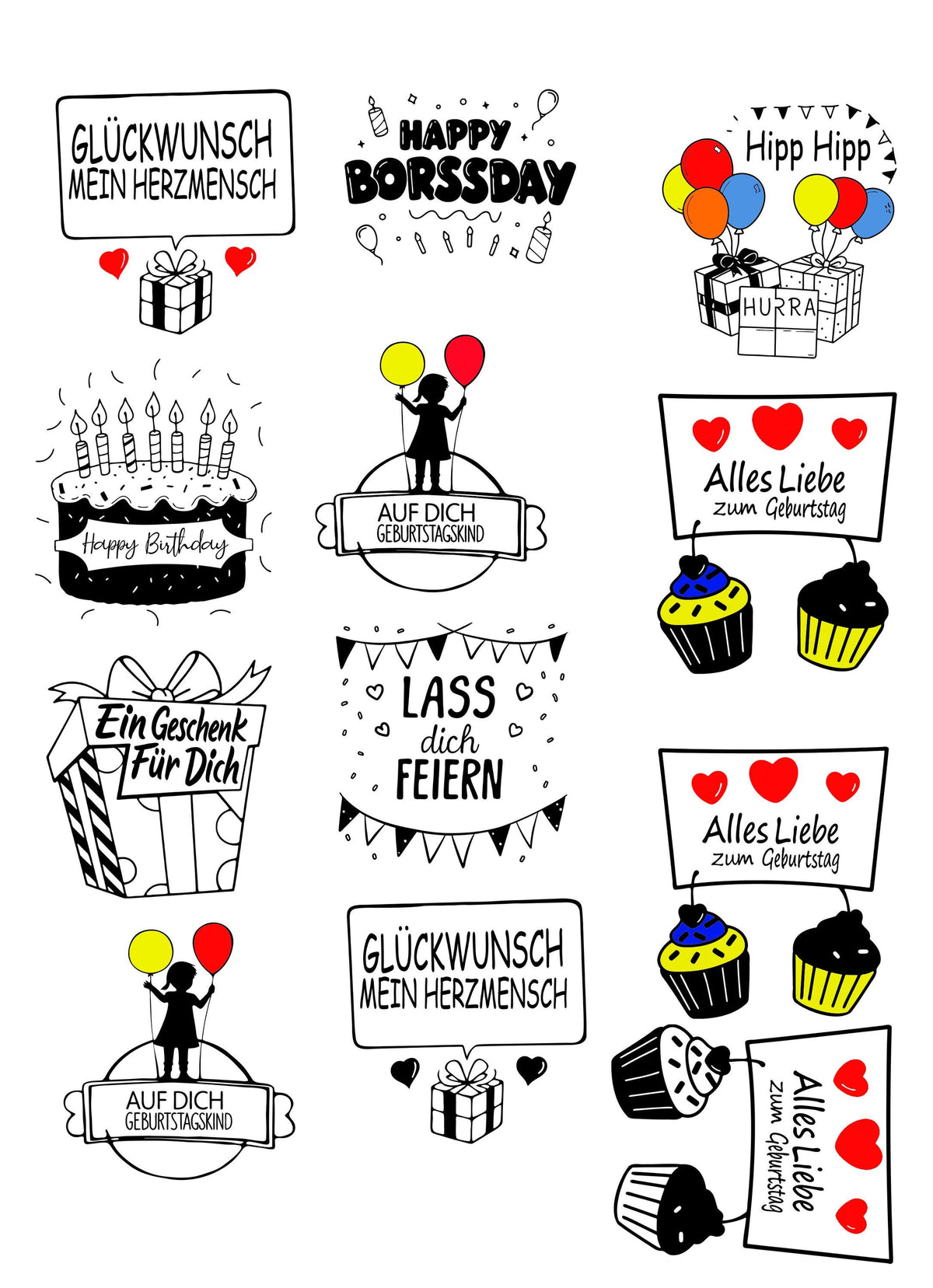 Rub-On Transfersticker Liebe – DIN A4 Motivbogen