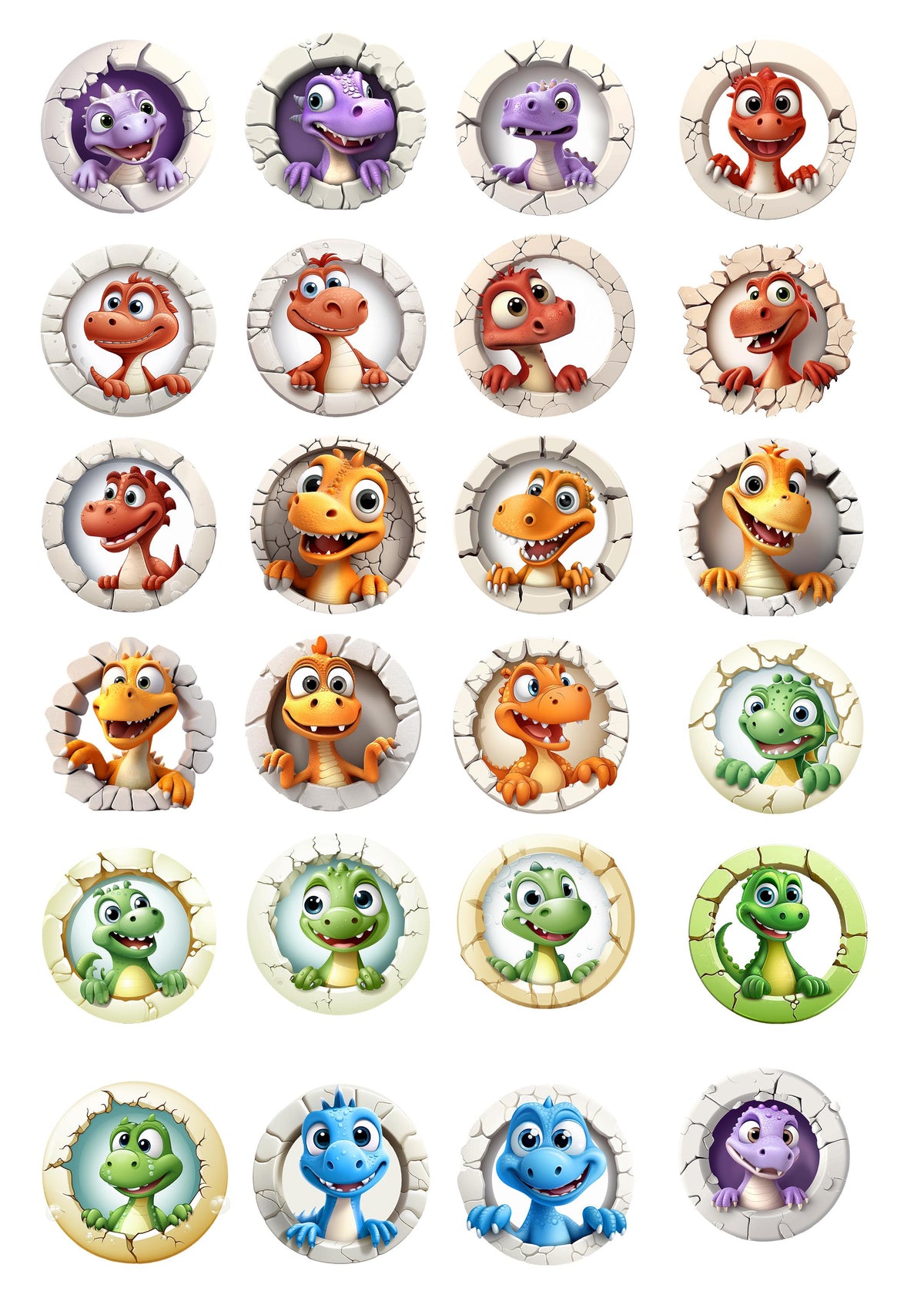 Rub-On Transfersticker Dinosaurier – DIN A4 Motivbogen