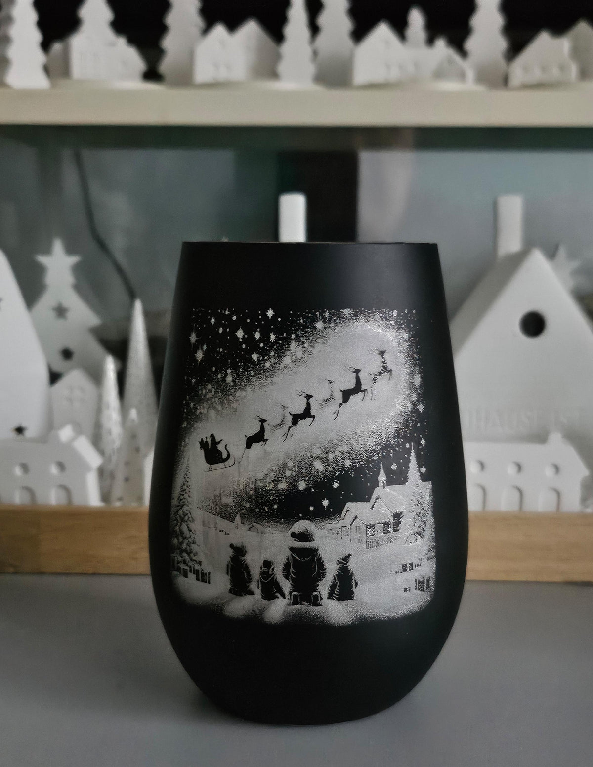 Winter-Windlicht aus Glas mit beidseitiger Lasergravur – Produktfoto 4
