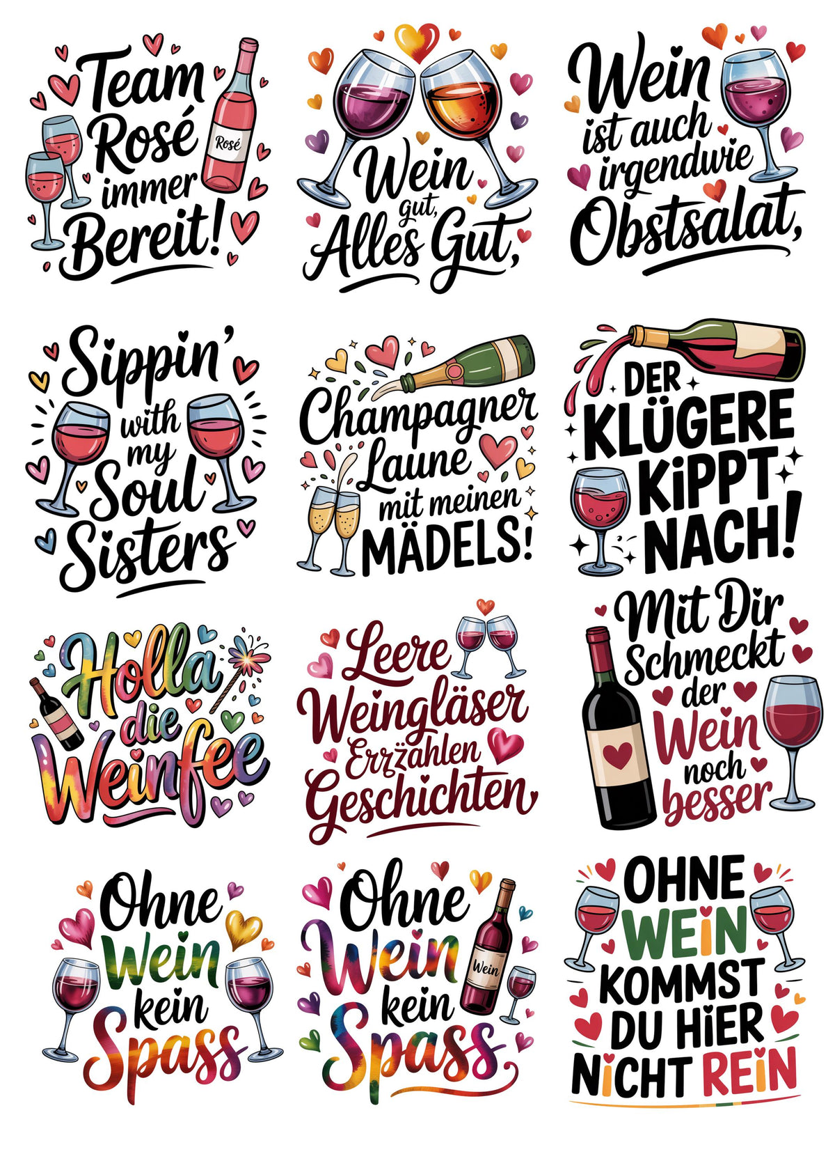 Rub-On Farbige Weinsprüche – 4 Folien zur Auswahl – Produktbild 2
