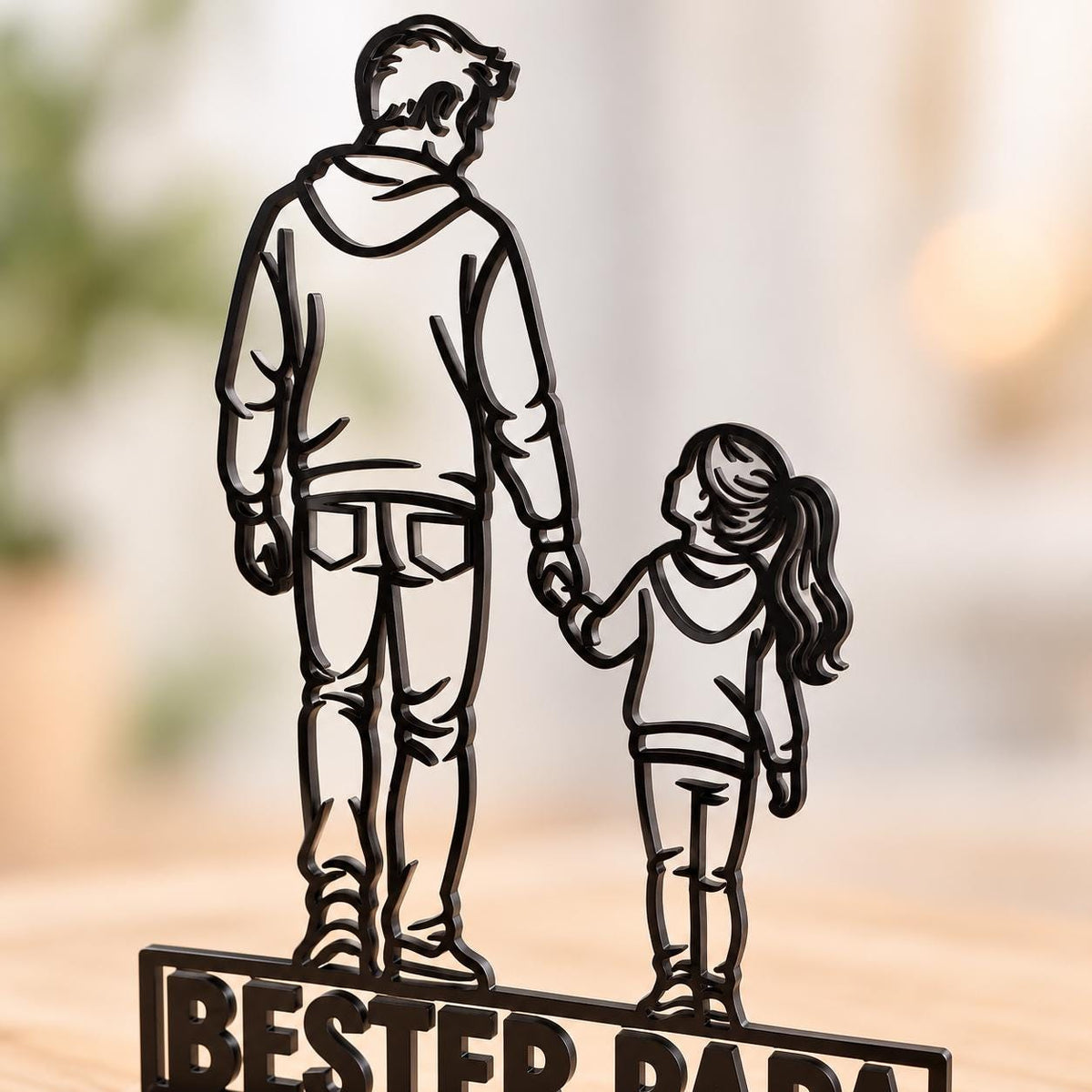 Bester Papa Acryl-Aufsteller – Vater & Tochter mit Wunschgravur – Produktfoto 3