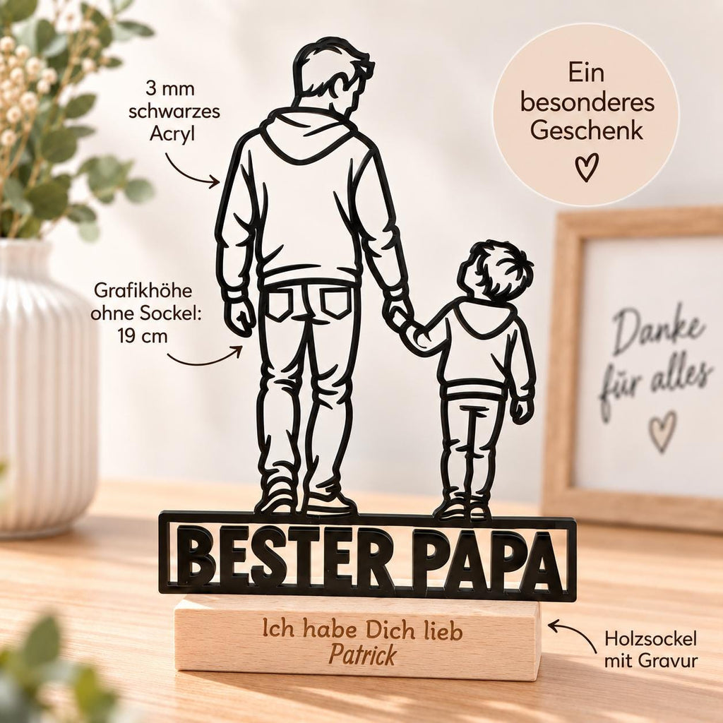 Bester Papa Acryl-Aufsteller – Vater & Sohn mit Wunschgravur – Produktfoto 5