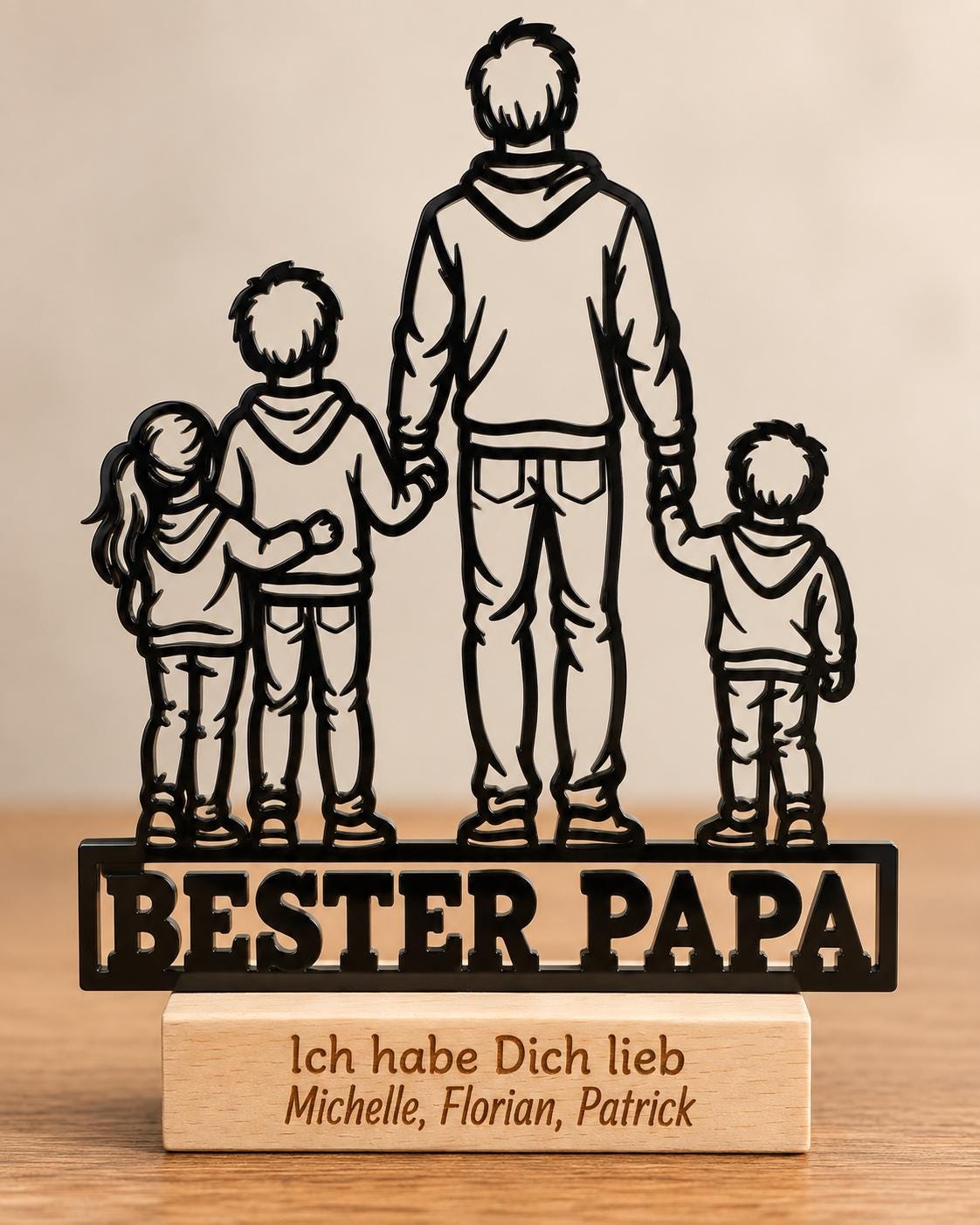 Bester Papa Acryl-Aufsteller – Vater mit 3 Kindern – Produktfoto 7