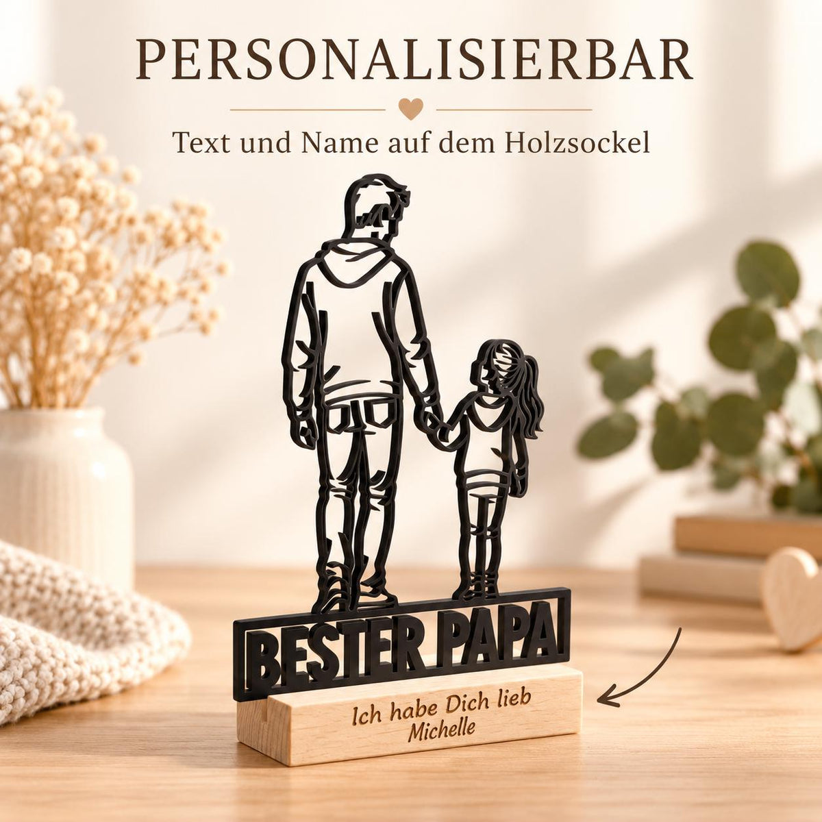 Bester Papa Acryl-Aufsteller – Vater & Tochter mit Wunschgravur – Produktfoto 4