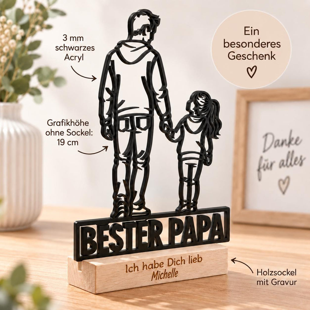 Bester Papa Acryl-Aufsteller – Vater & Tochter mit Wunschgravur – Produktfoto 8