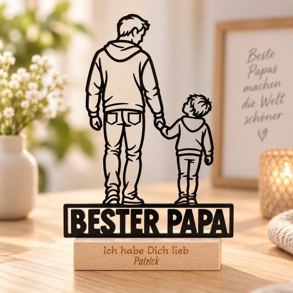 Bester Papa Acryl-Aufsteller – Vater & Sohn mit Wunschgravur – Produktfoto 2