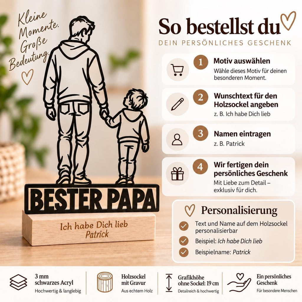 Bester Papa Acryl-Aufsteller – Vater & Sohn mit Wunschgravur – Produktfoto 6