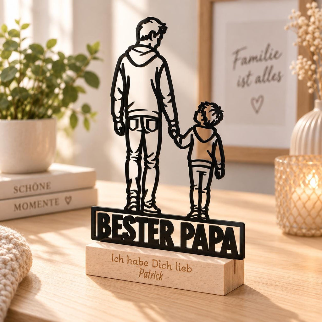 Bester Papa Acryl-Aufsteller – Vater & Sohn mit Wunschgravur – Produktfoto 3