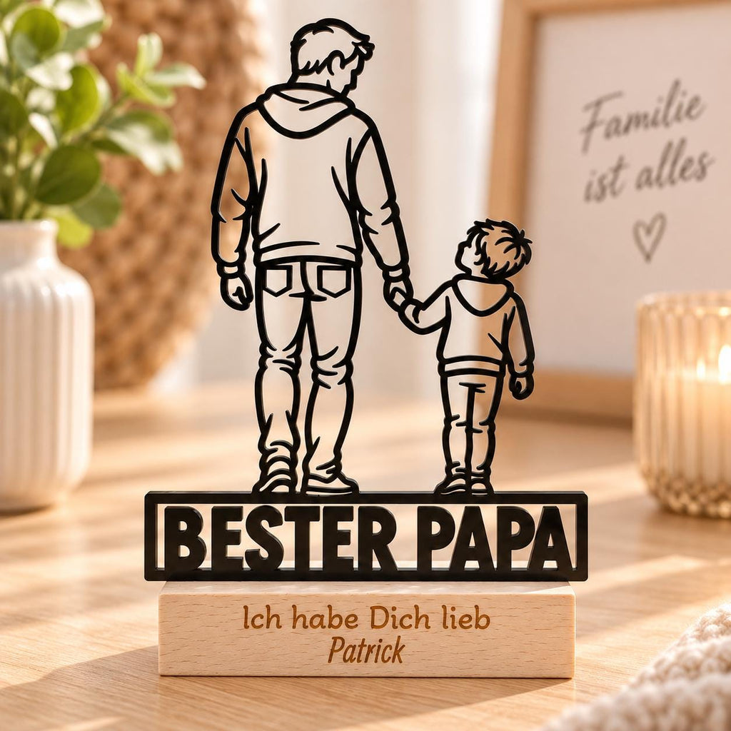 Bester Papa Acryl-Aufsteller – Vater & Sohn mit Wunschgravur – Produktfoto 4
