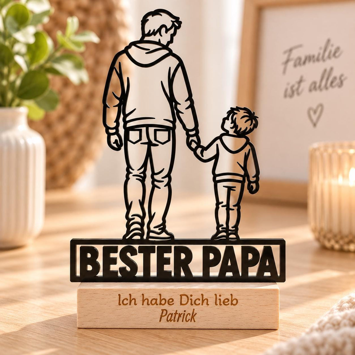 Bester Papa Acryl-Aufsteller – Vater & Sohn mit Wunschgravur – Produktfoto 4