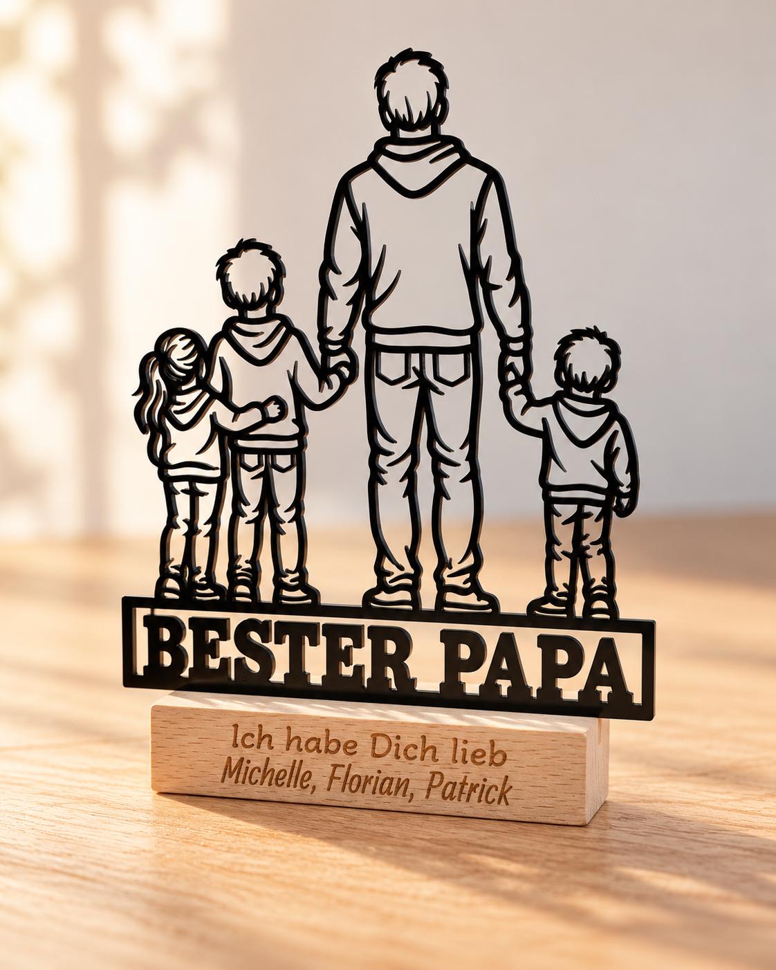Bester Papa Acryl-Aufsteller – Vater mit 3 Kindern – Produktfoto 6