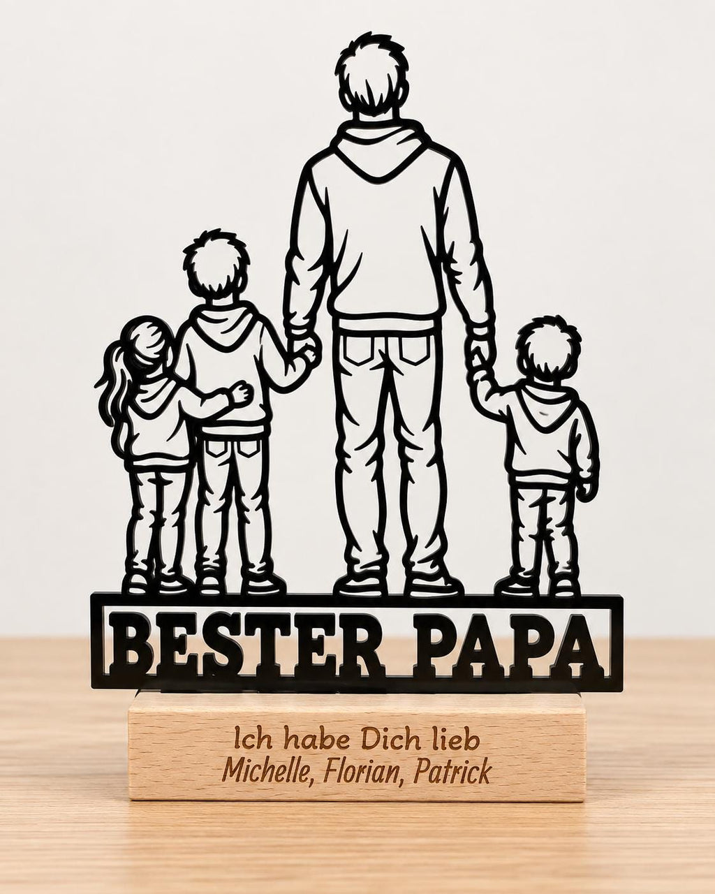 Bester Papa Acryl-Aufsteller – Vater mit 3 Kindern – Produktfoto 4